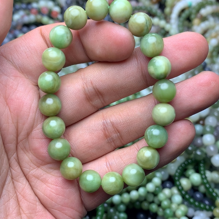 和田玉未镶嵌手串黑羊洞 唐三彩