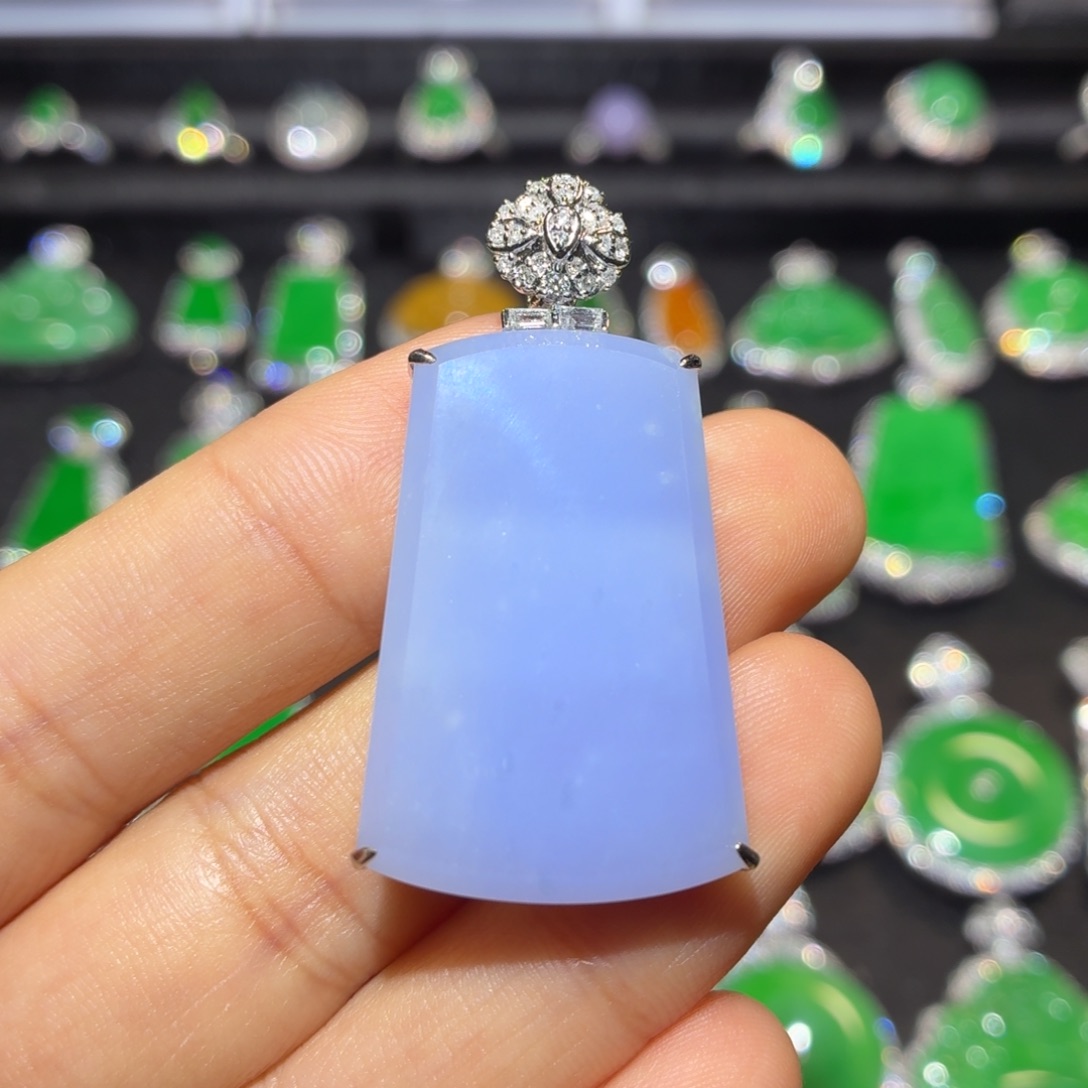 翡翠18K金镶嵌吊坠(不含链)翡翠