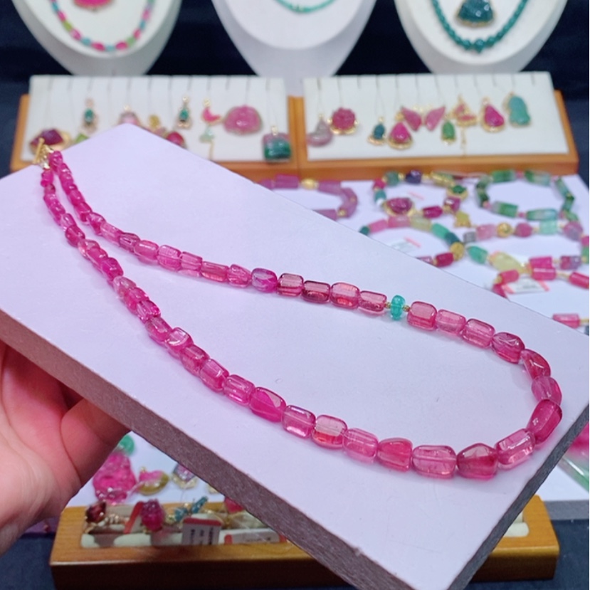 【闪购商品】碧玺碧玺m18K金镶嵌项链