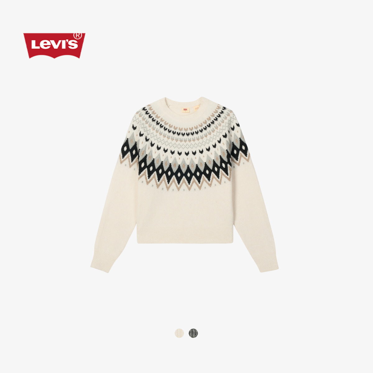 Levi's李维斯25年秋冬新款女士休闲简约慵懒风拼色长袖圆领针织衫
