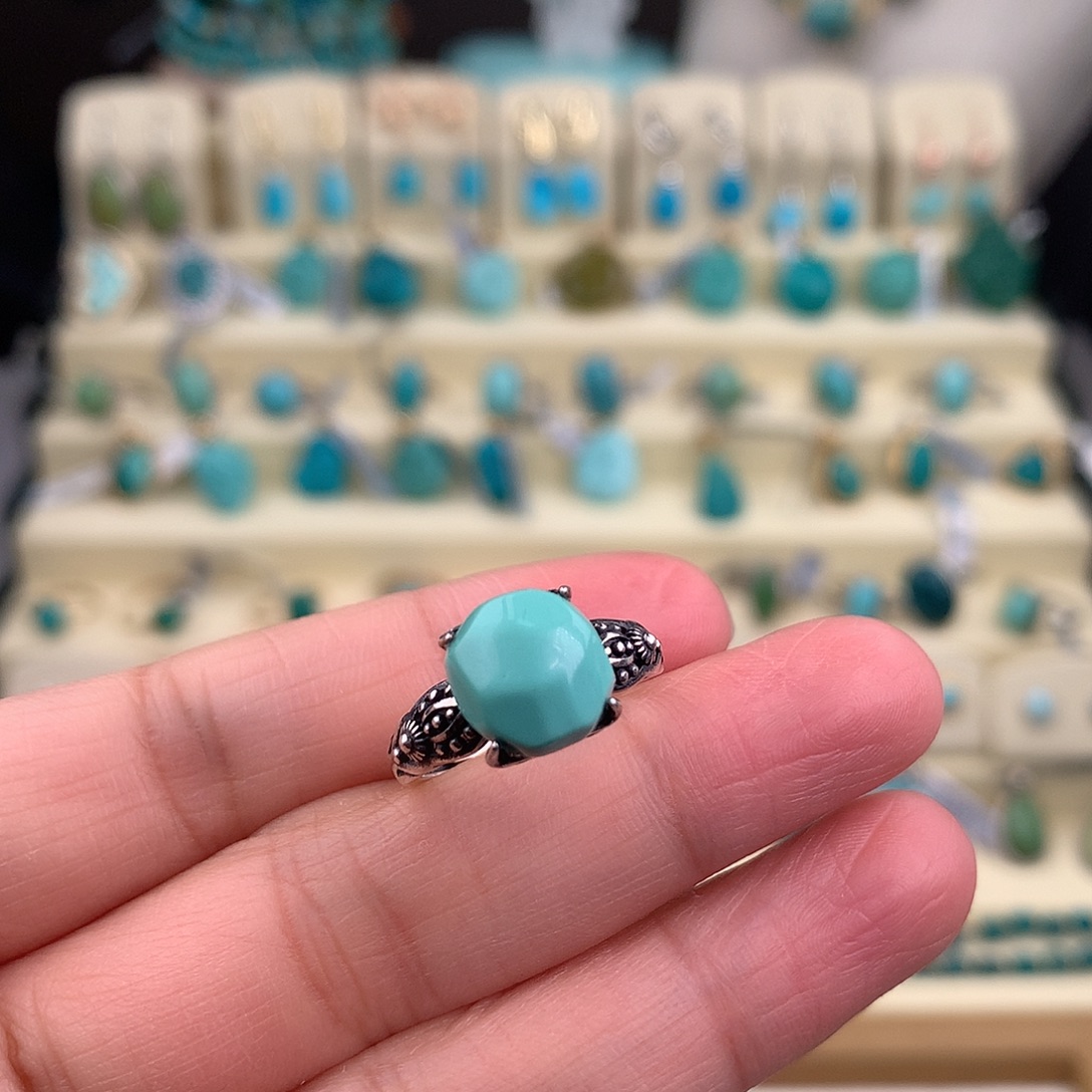 绿松石银S925镶嵌戒指