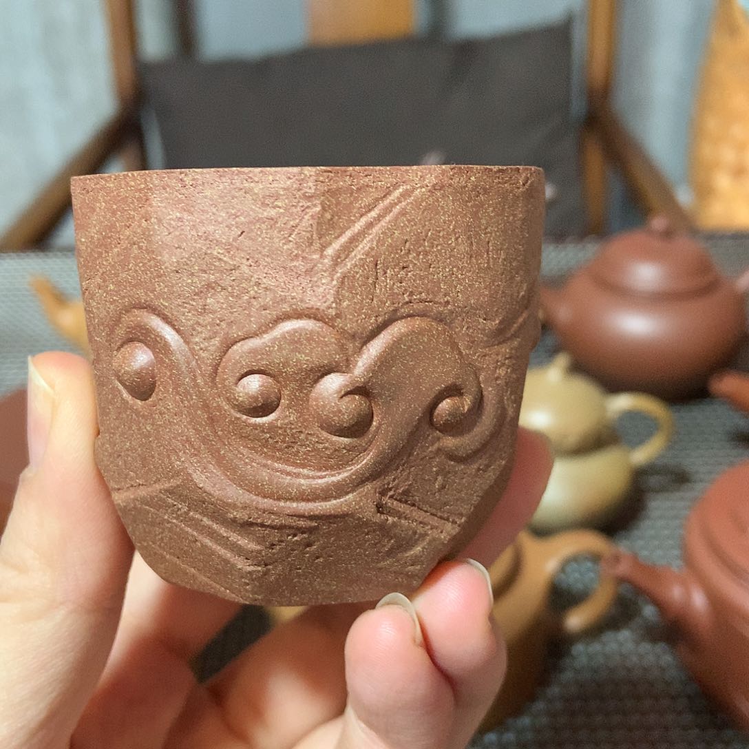 茶杯紫砂紫泥口杯全手工