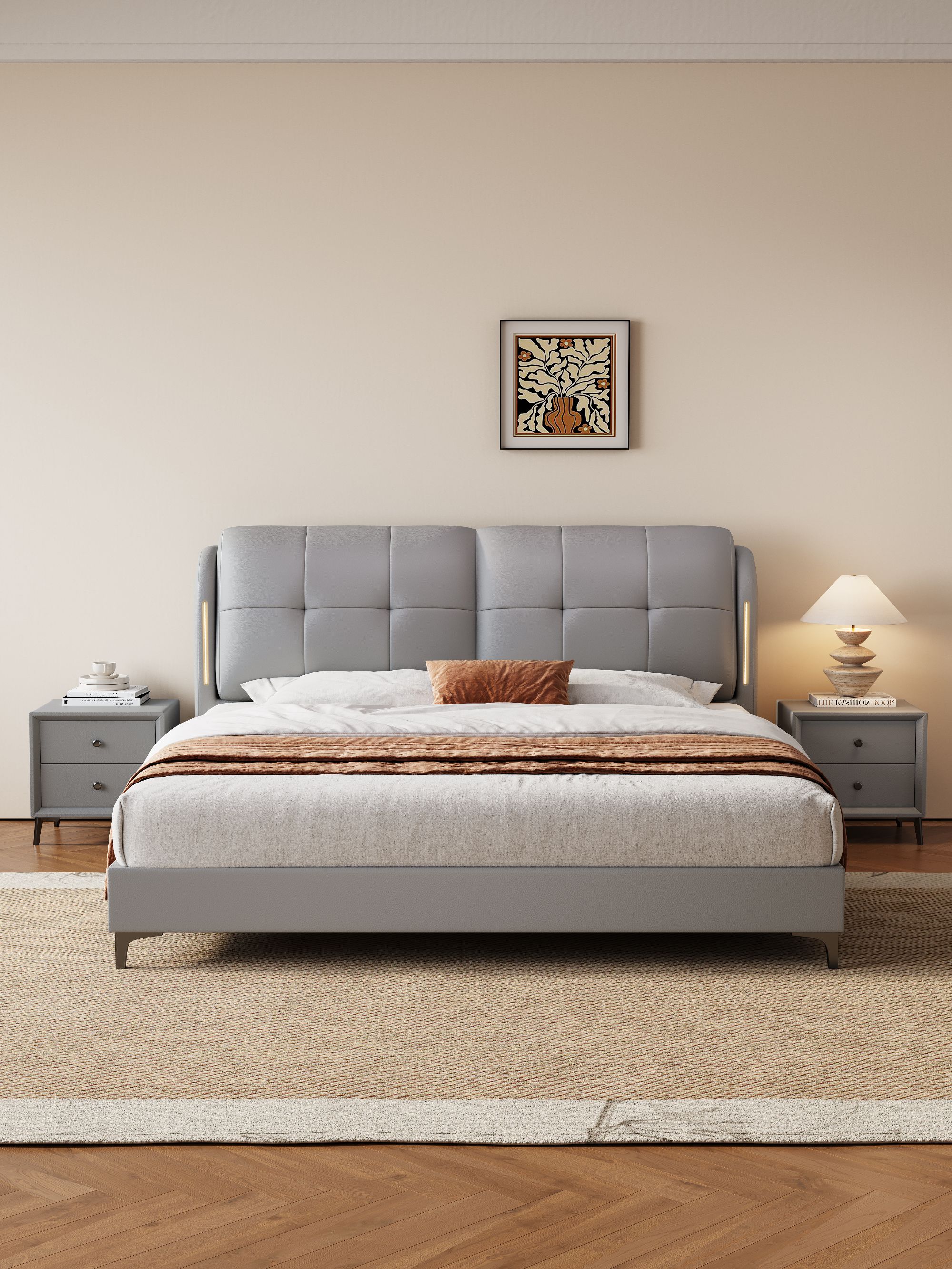 优得美【好事成双】广聚恒666灯#主卧床1.5米双人床1.8米床批发工厂