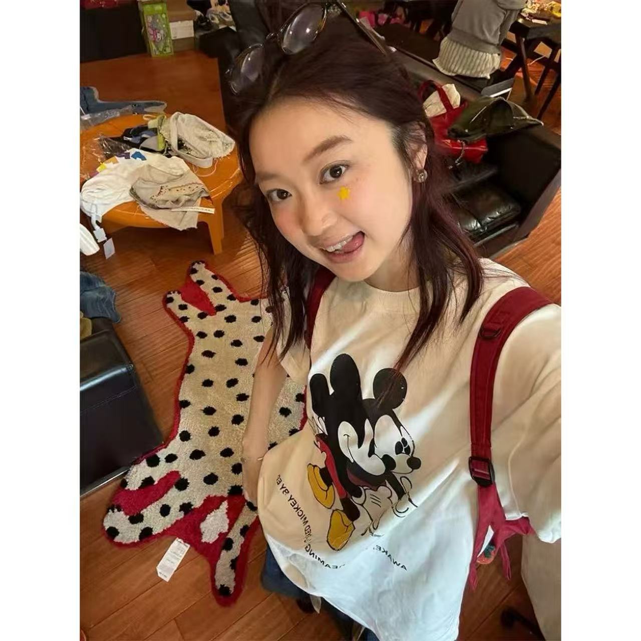 徐秋阳 双重米奇T 米奇卡通慵懒宽松纯棉休闲T恤90001-4唐装上衣