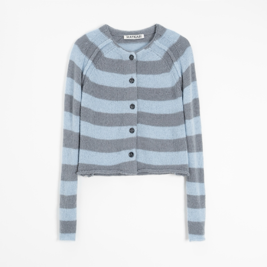 MATKASI条纹控/小众风撞色条纹毛绒感休闲风韩女衬衫