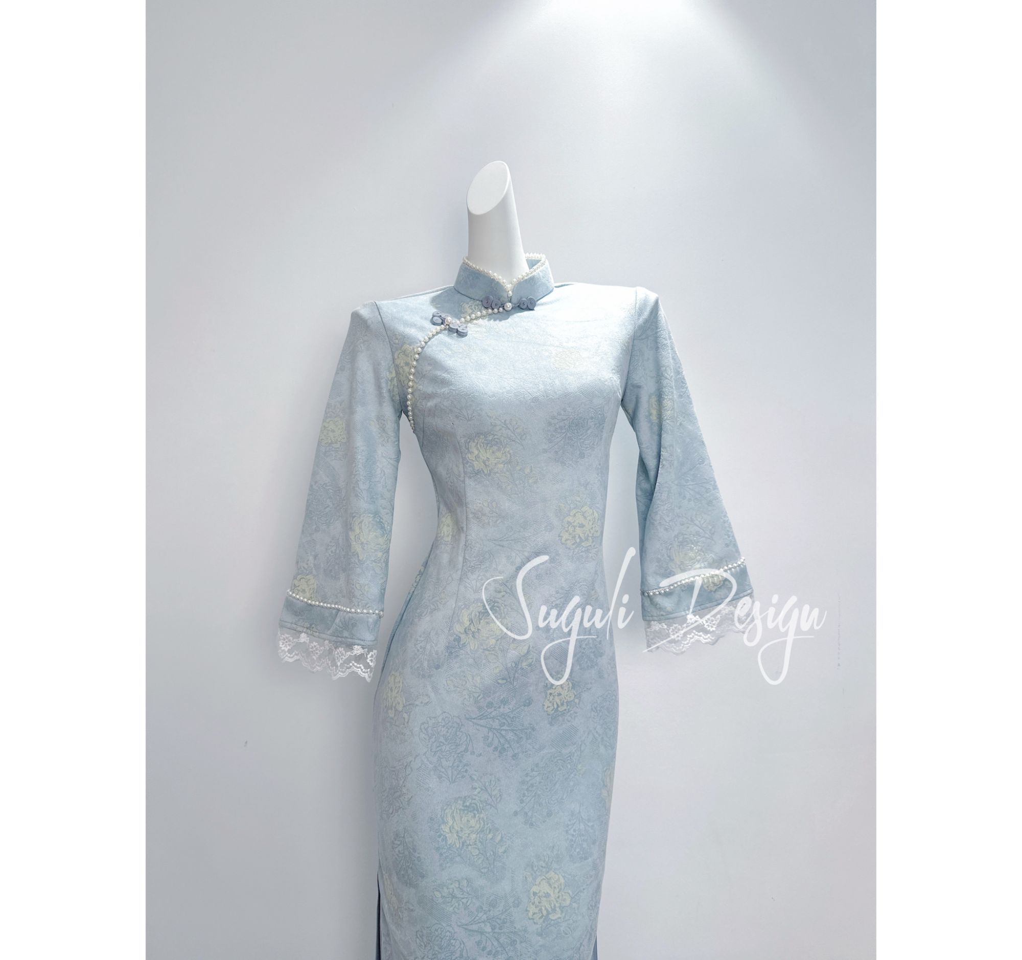 苏故里【锦黛花裘】文艺气质修身高端日常旗袍奢华气质单层衣长120