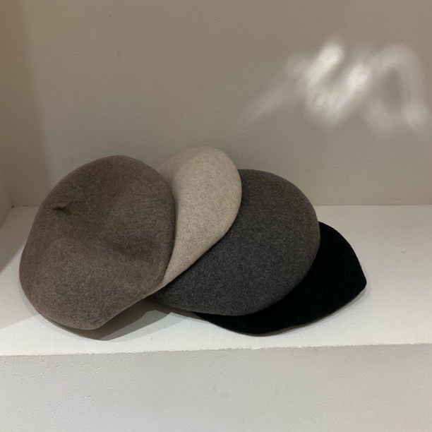 女贝雷帽帽子女士浅蓝色显脸小帽鸭舌帽针织八角帽