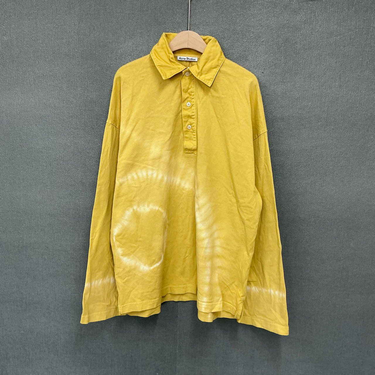 99新 Acne studio 黄色扎染polo领长袖卫衣S码