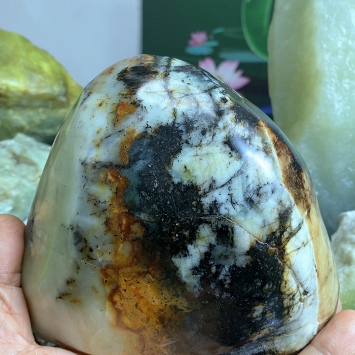 蛇纹石玉珠宝岫玉原石未镶嵌