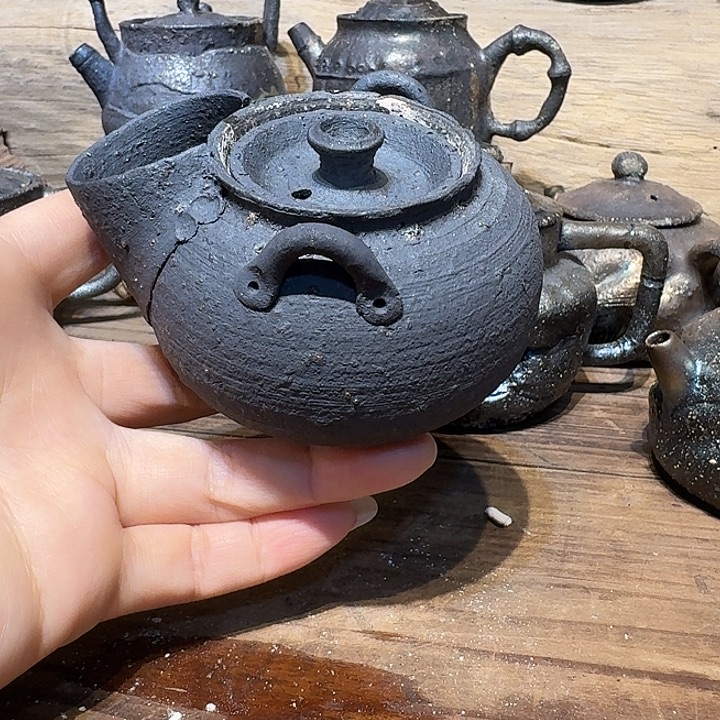 柴烧黑陶手工宝瓶