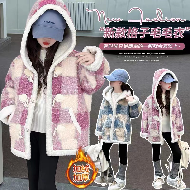 女童格子加厚款外套1193