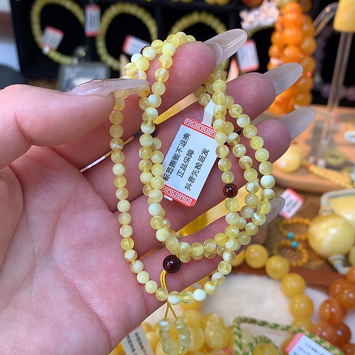 琥珀手链未镶嵌蜜蜡手串圆珠