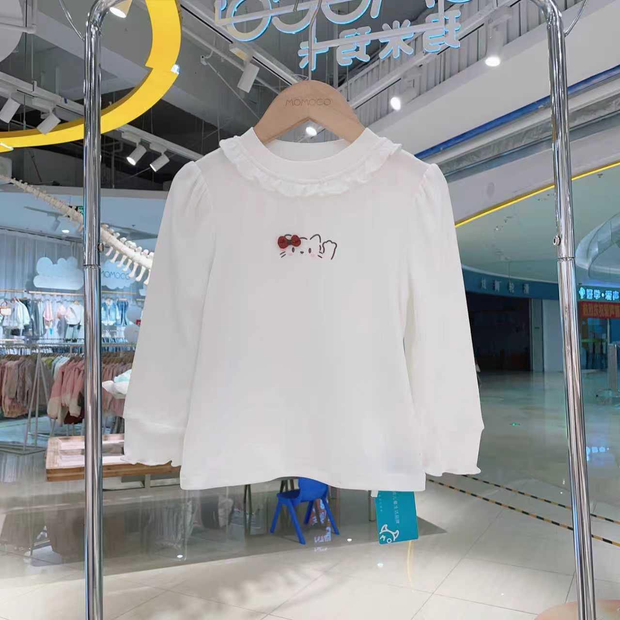 MOMOCO女童冬季儿童新款时尚可爱花边领打底衫77830239026