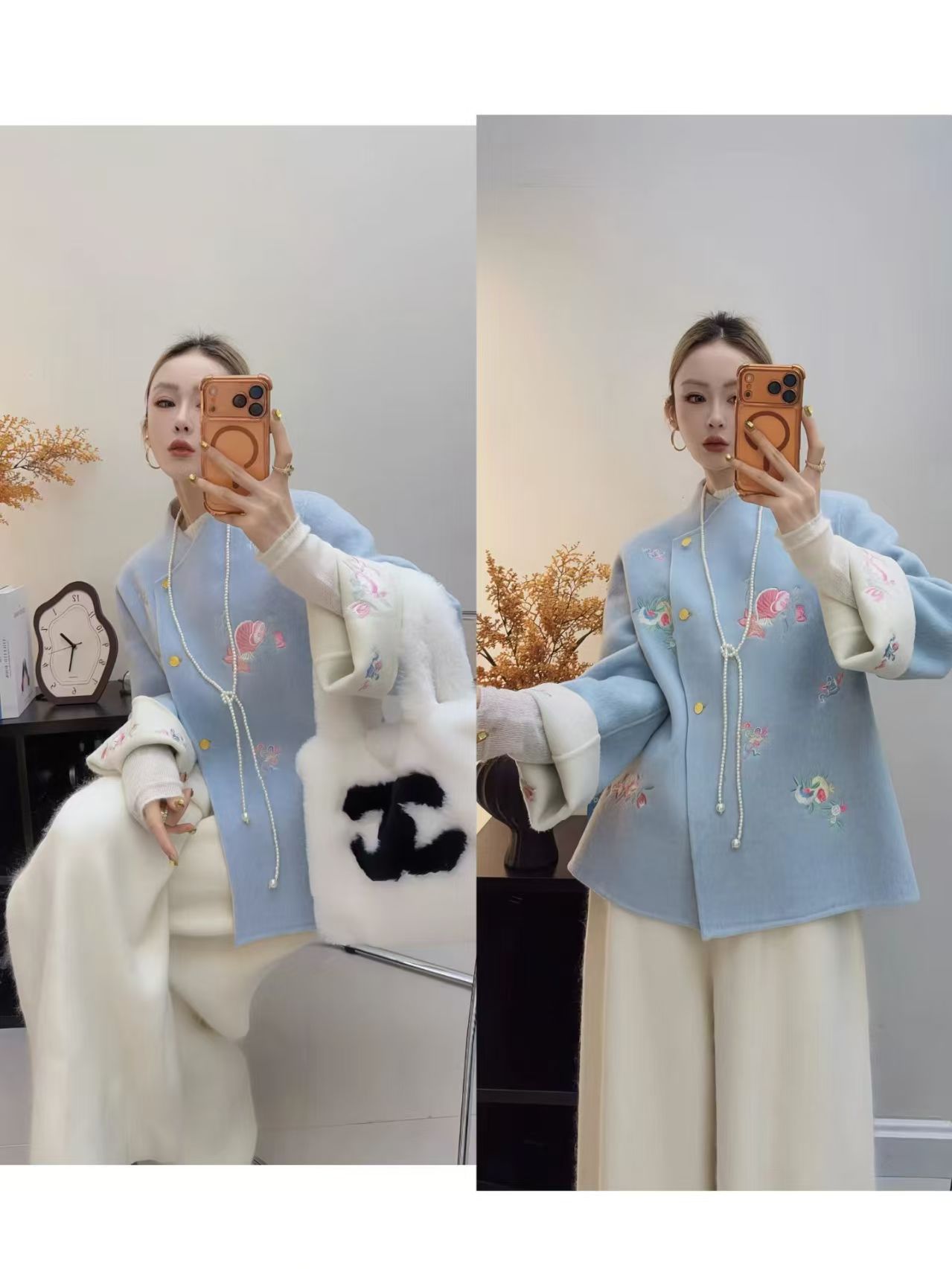 （手工缝制）新中式国风苏绣羊毛大衣