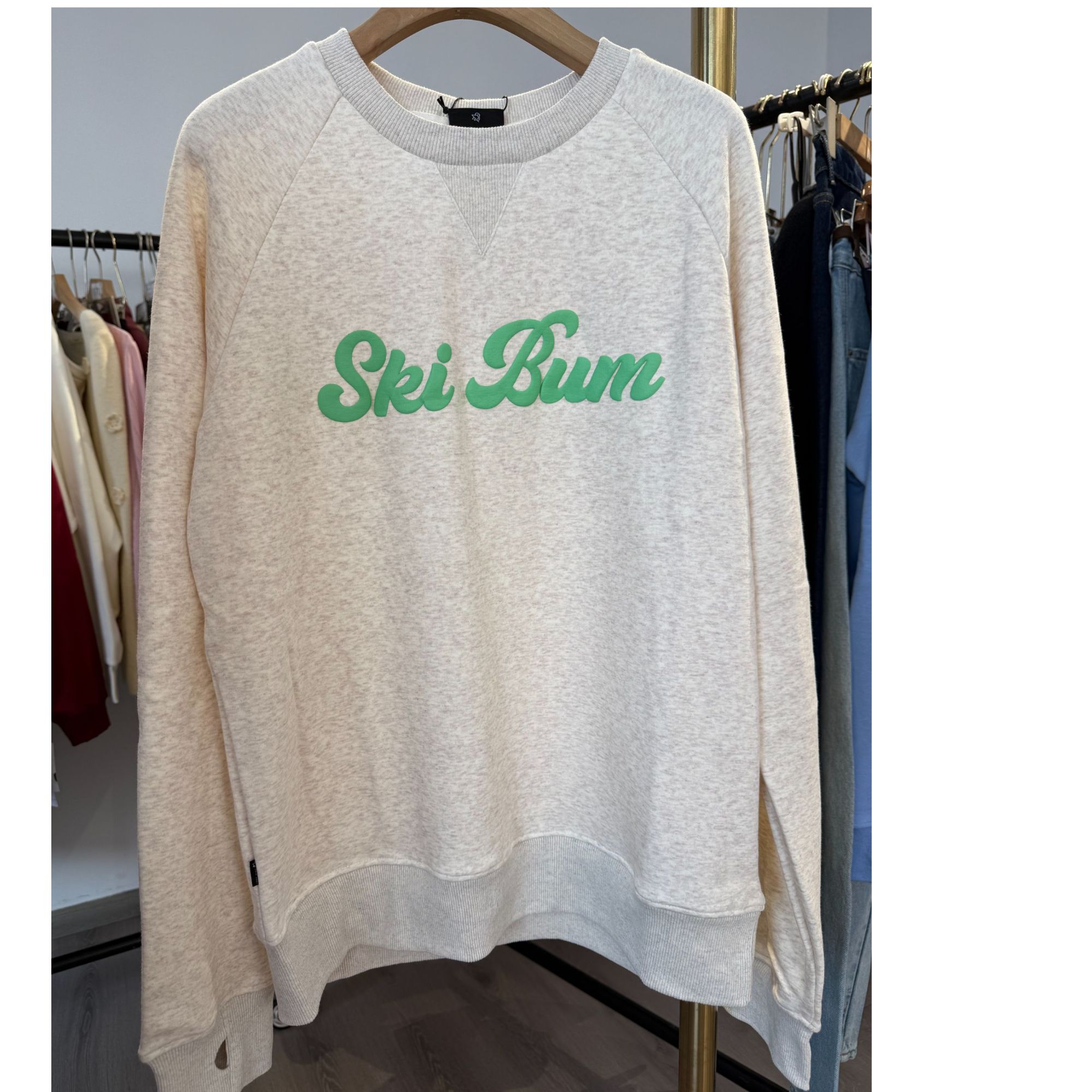 米白 圆领长袖印花中长款厚款2201简约女士卫衣时尚字母