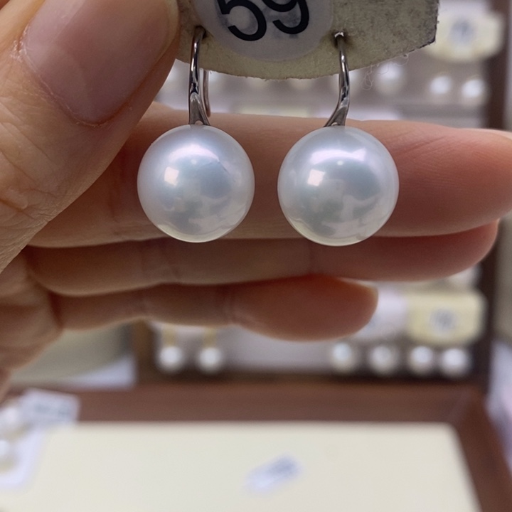 耳饰银S925镶嵌淡水珍珠