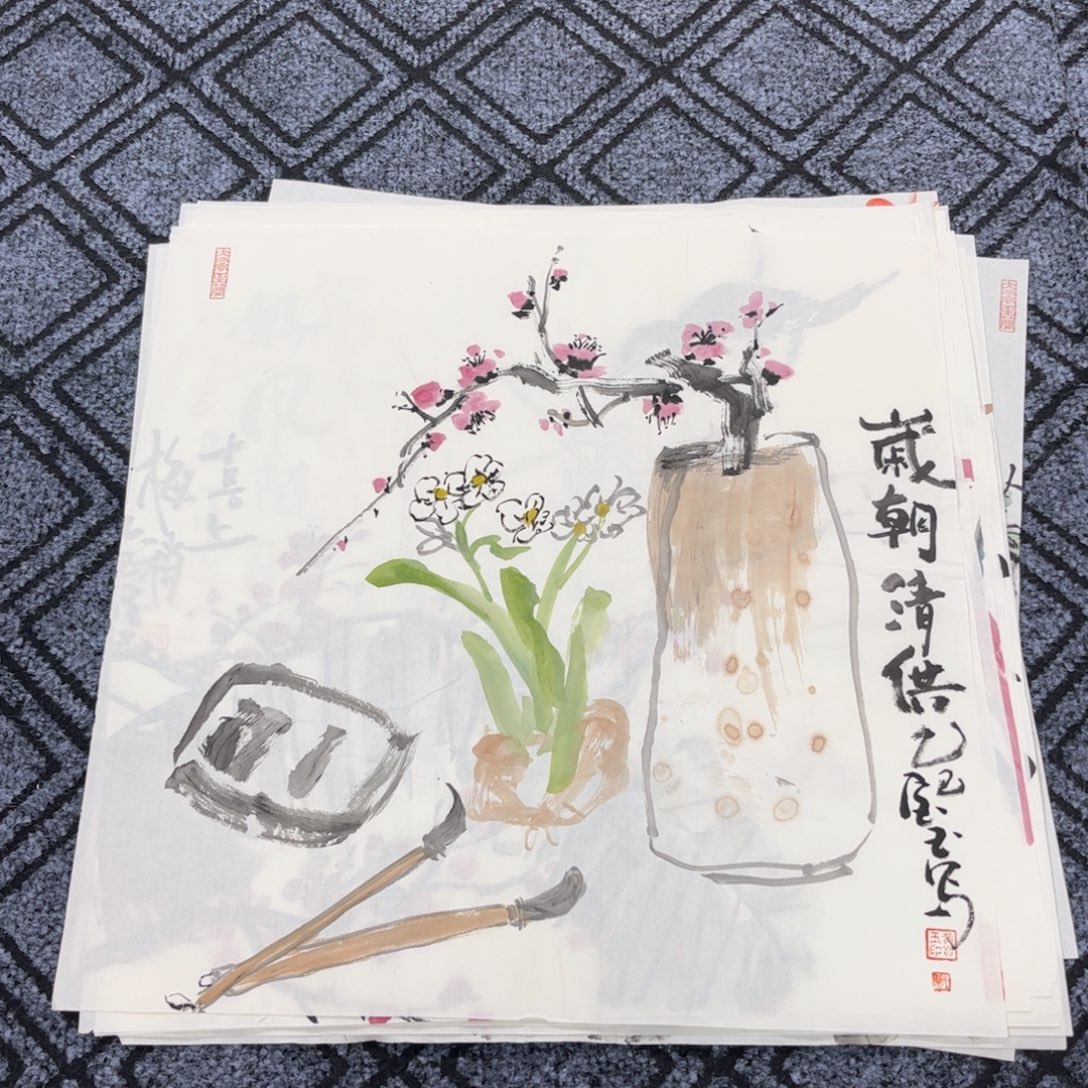 国画三尺斗方花鸟