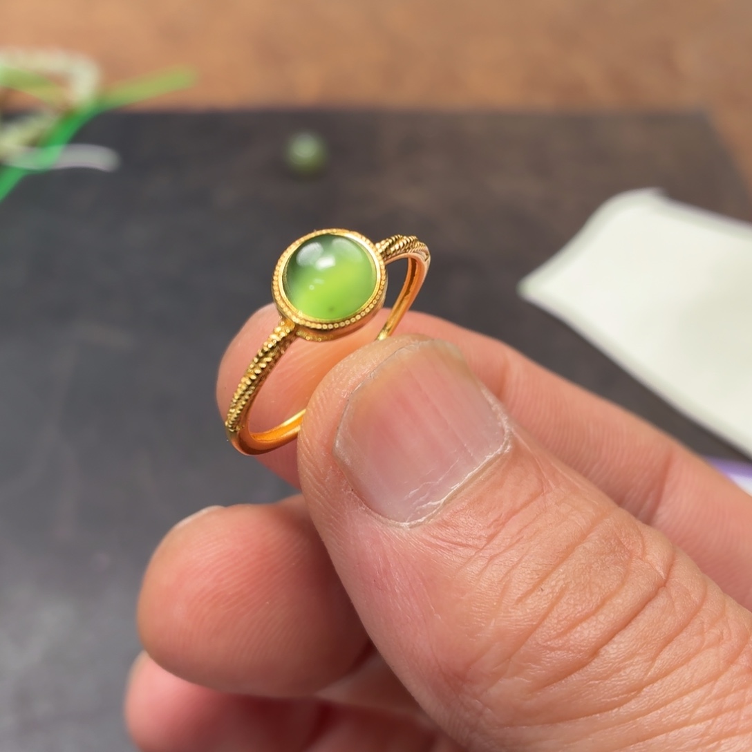 和田玉银S925镶嵌戒指