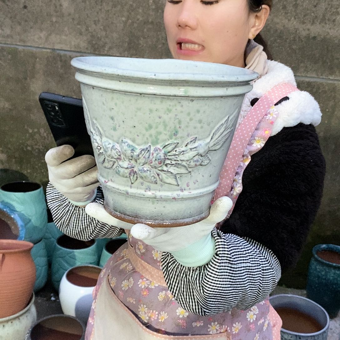 紫砂花盆瑕疵口21高17