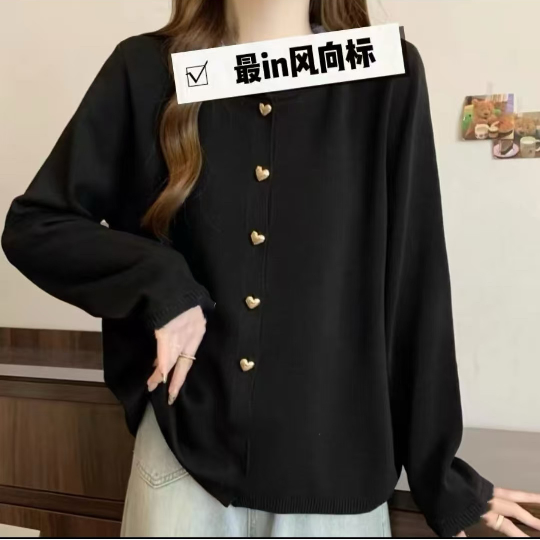 新款大码681针织设计正肩显瘦长袖上衣(以主播手里实物为主)