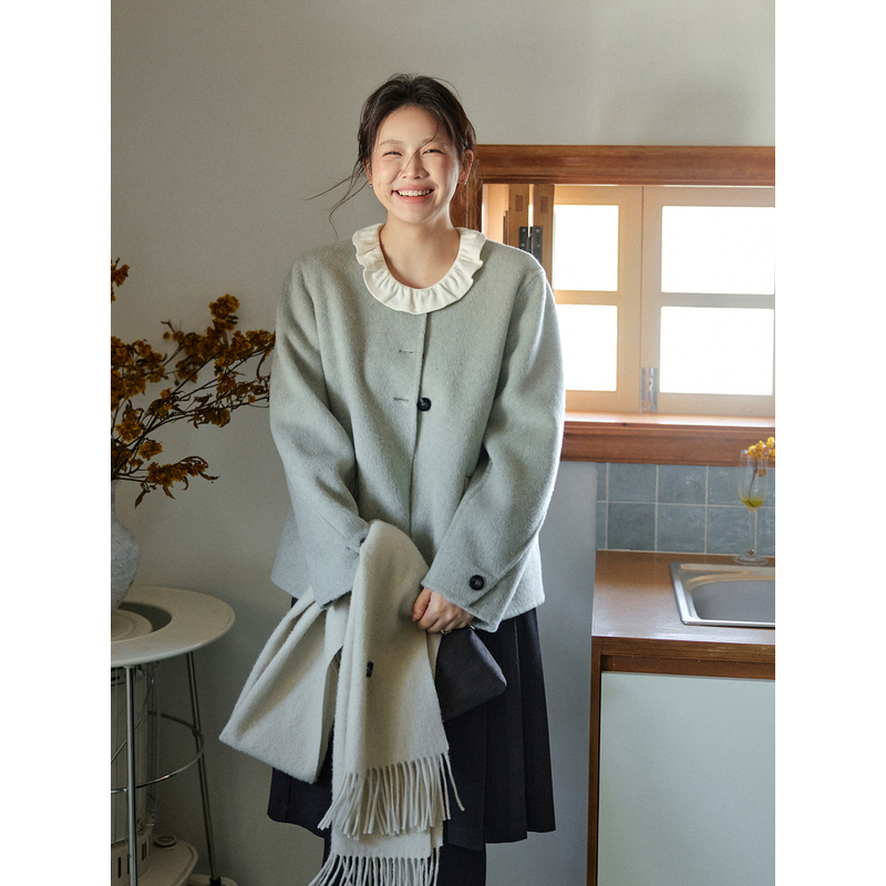 ALINDM【暖意云朵】大码微胖mm韩系长袖内搭木耳边打底衫 IG5249