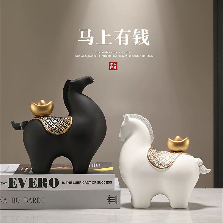 马上有钱摆件招财客厅酒柜轻奢高档玄关装饰品乔迁礼物开业