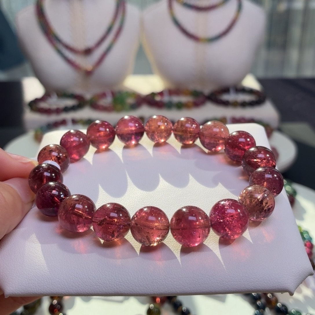 碧玺未镶嵌手链天然碧玺11+