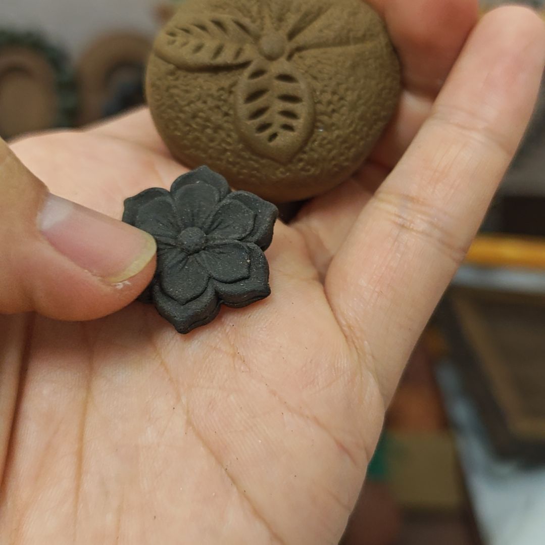 泥塑木樨橘子一个+小花