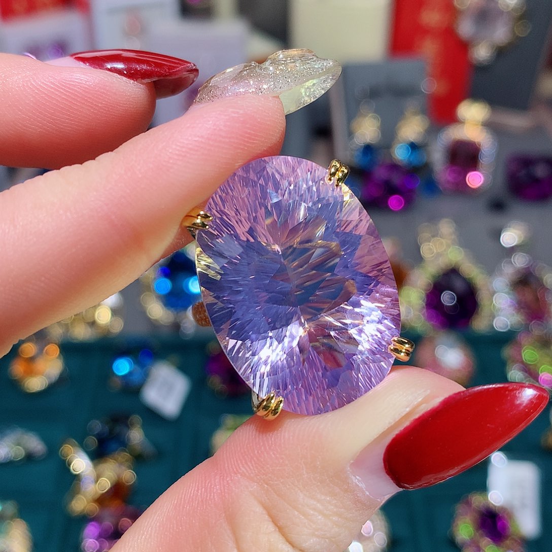 水晶戒指银S925镶嵌戒指