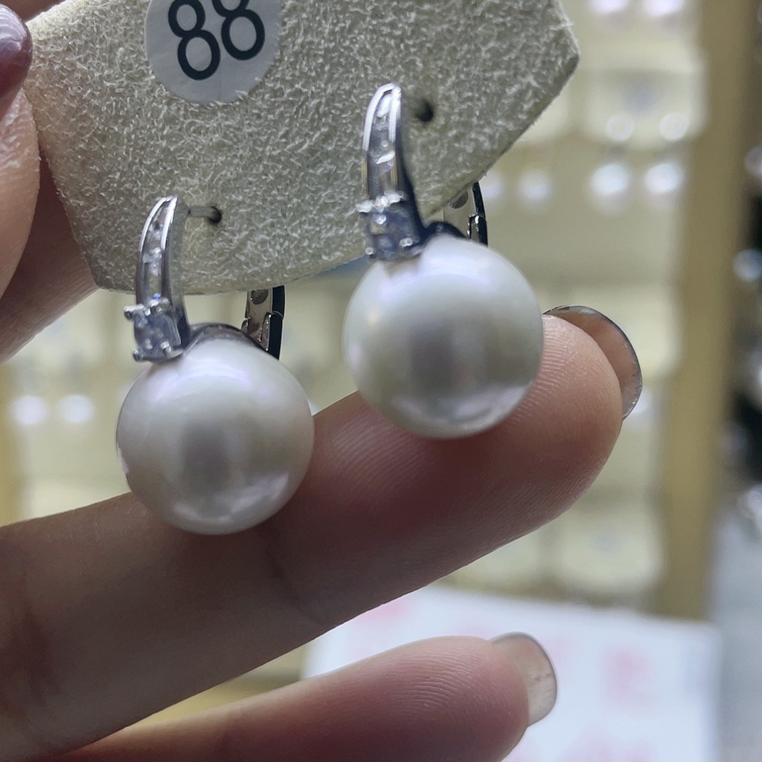 淡水珍珠耳饰银S925镶嵌