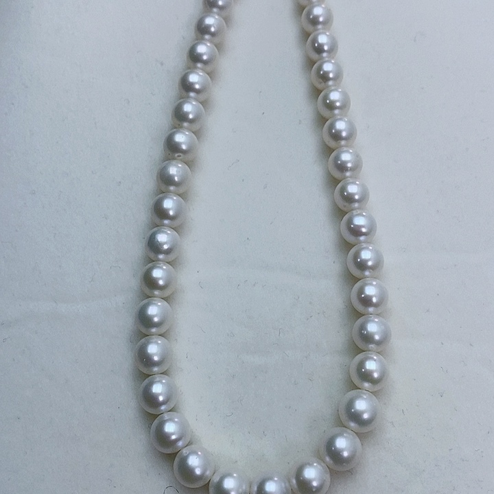 淡水珍珠颈饰银S925镶嵌7-8正圆冷白极强光