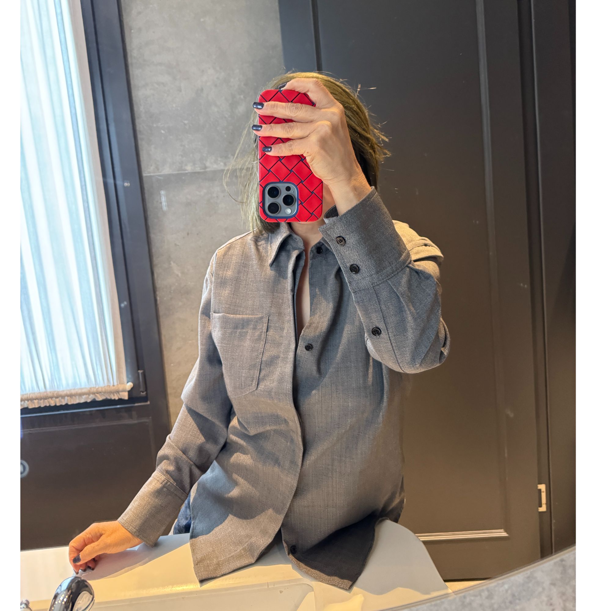 COCOLINDA | 100%绵羊毛廓形休闲松弛衬衫K3286