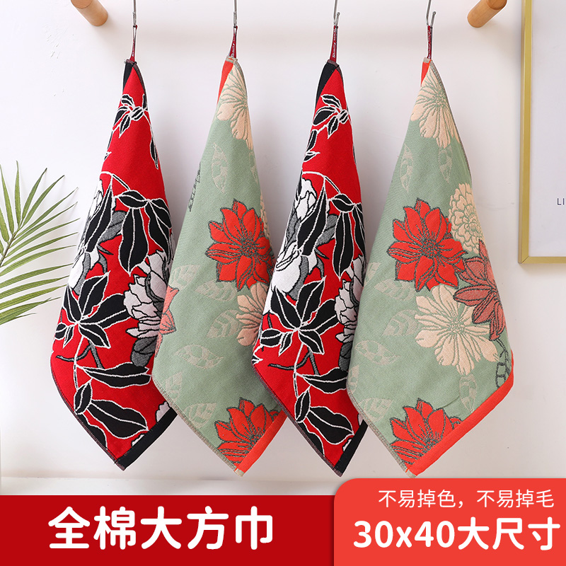棉美时光四层纱布花卉大方巾柔软吸水韩版厨房巾