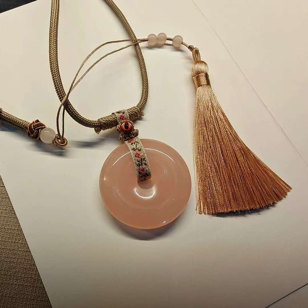 【一级藕粉玉平安扣】粉色平安扣天然传统工艺平安扣多样性发其一