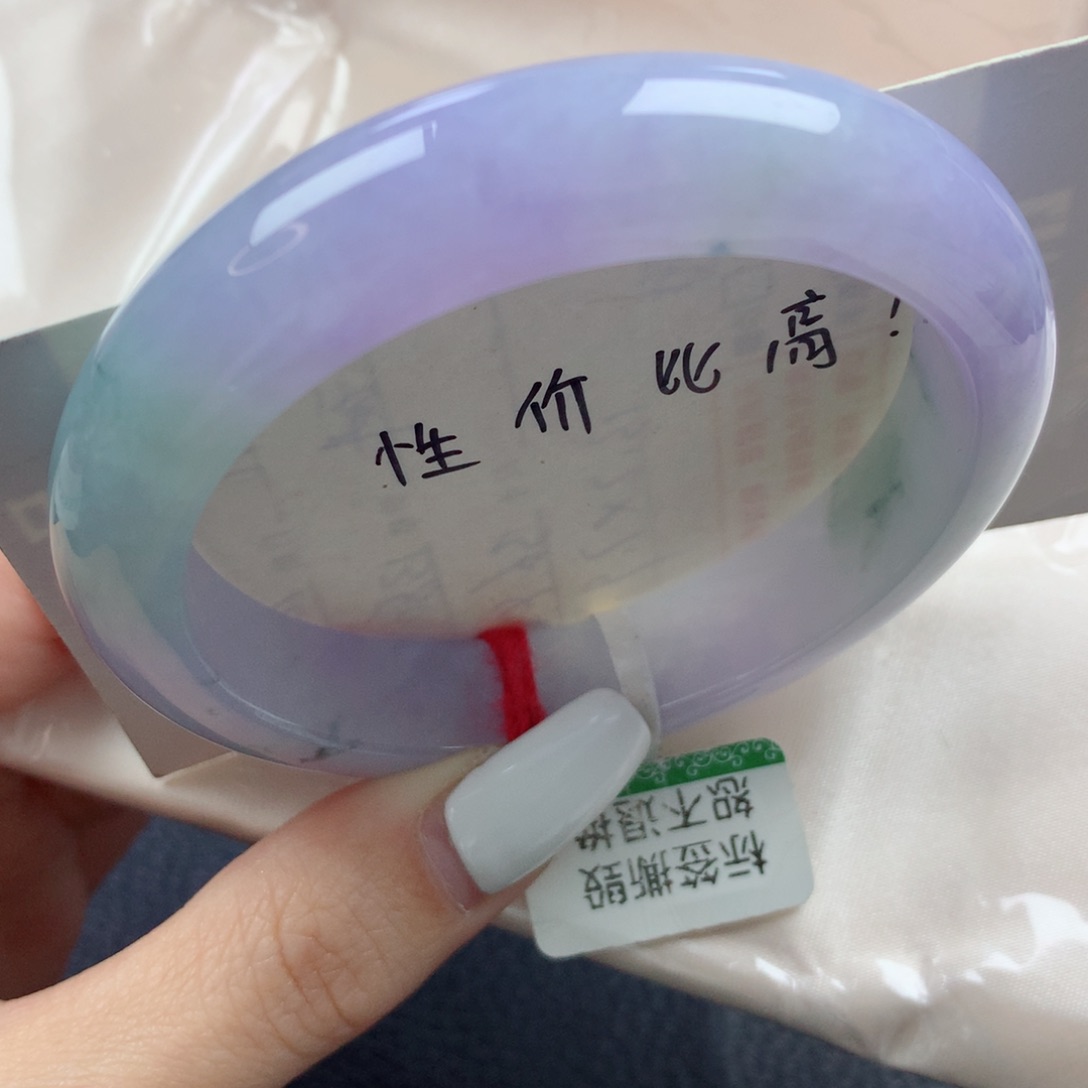 未镶嵌手镯翡翠冰紫底春带彩小万战斗机正圈56