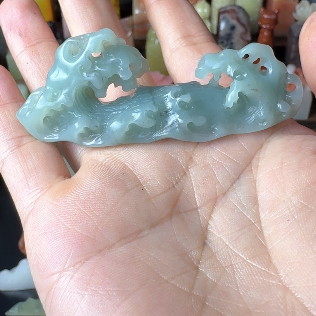 青田石印石云南天青蓝笔架