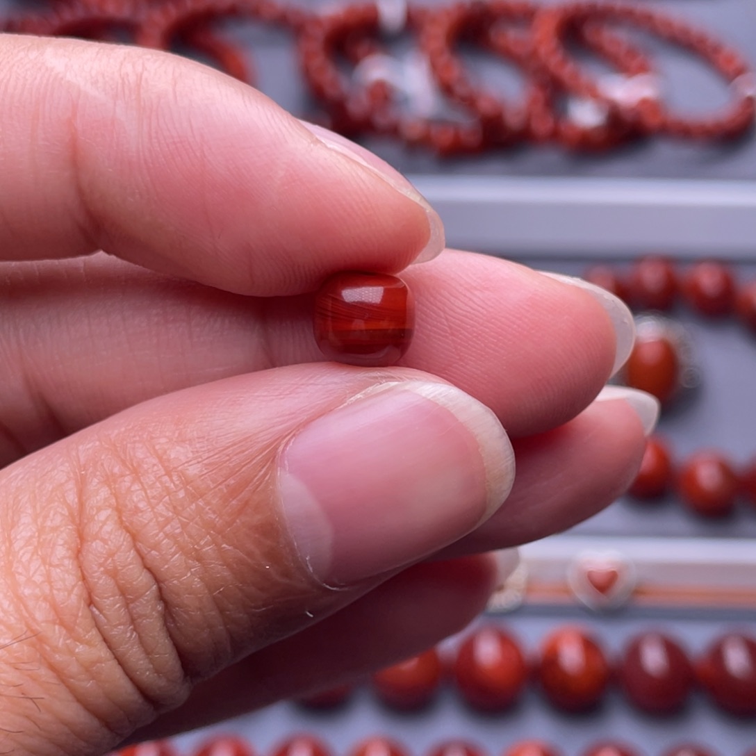 小***～南红玛瑙未镶嵌配珠7.9mm瓦西火焰纹老型单珠