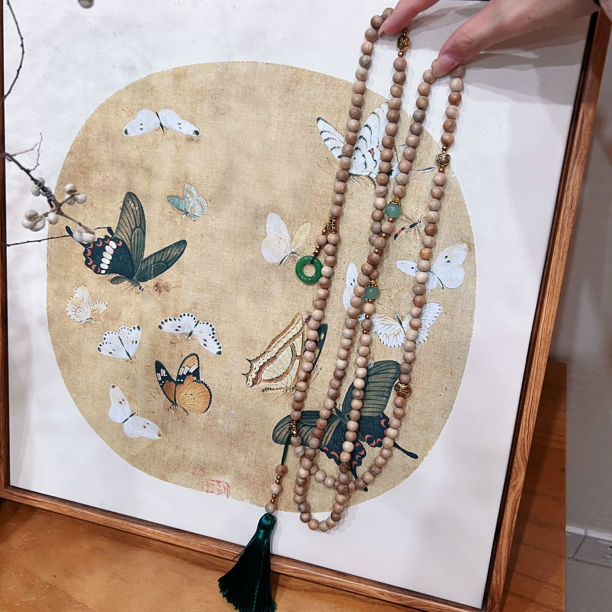 { 福泽斜挎链 }  新中式百搭流苏长款木质项链复古旗袍配件背背链