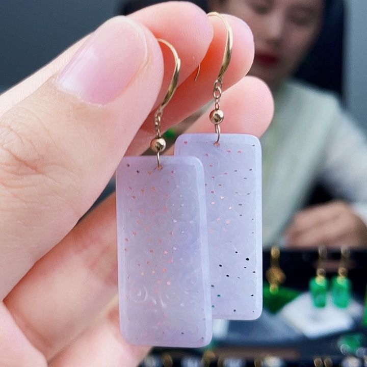 翡翠耳饰18K金镶嵌饰品