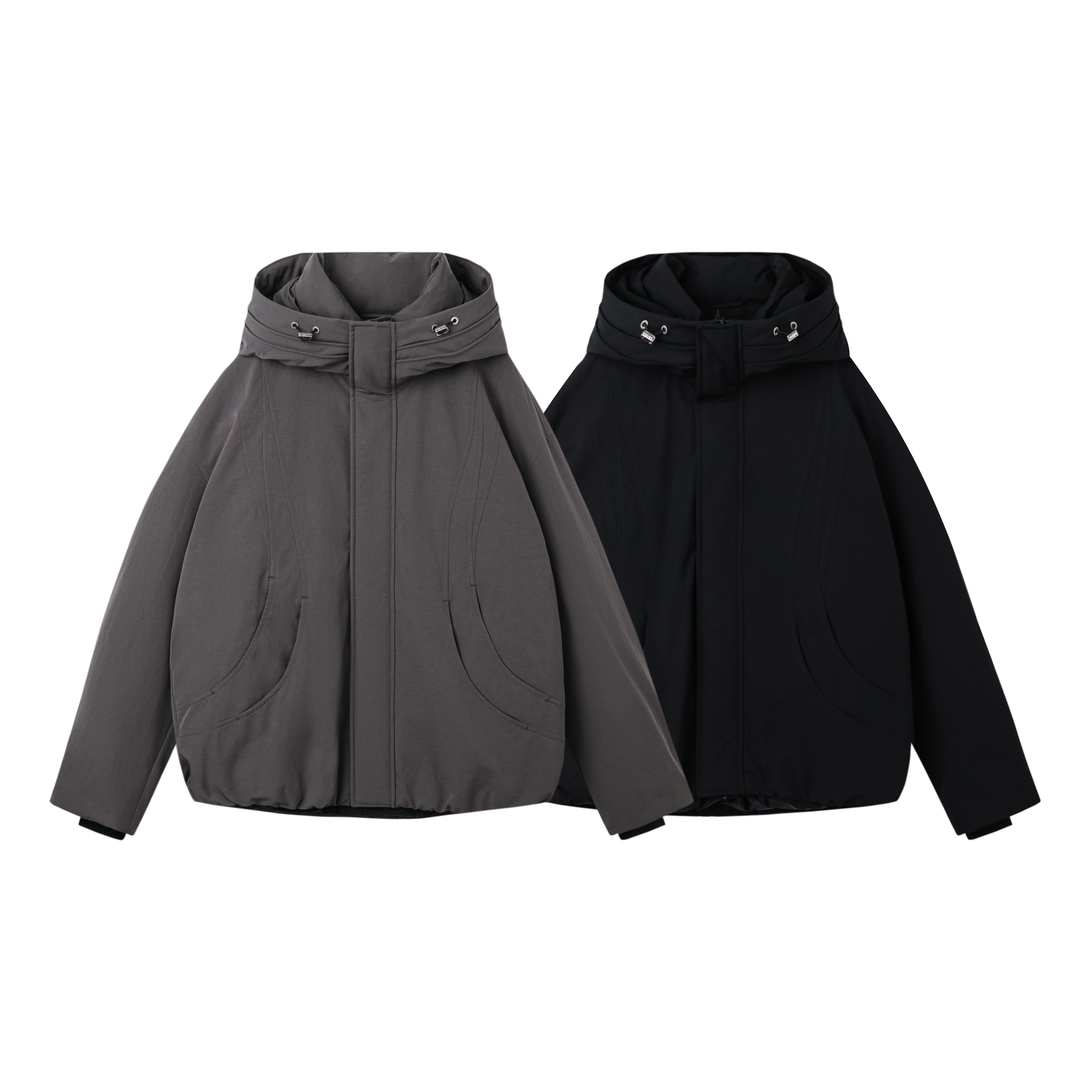 厚款保暖新国标90白鸭绒羽绒服男士梭织落肩拼接连帽简约宽松外套