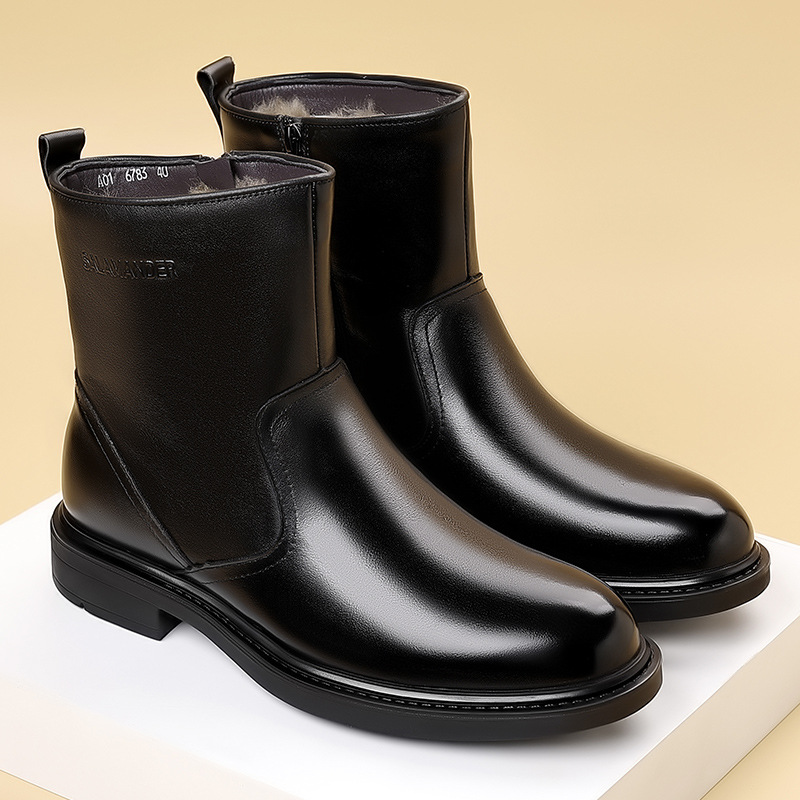 头层牛皮 中底头层牛皮里面皮毛一体 鞋垫羊毛 21高度口子16.5