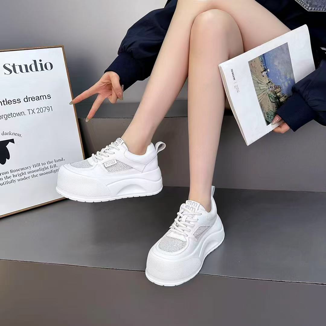 夏季厚底网面百搭休闲增高面包鞋8095