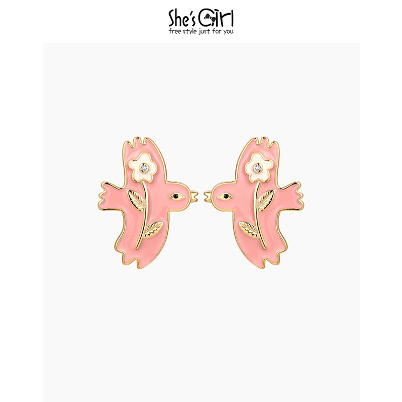 铜合金合成锆石耳饰 shes 耳钉