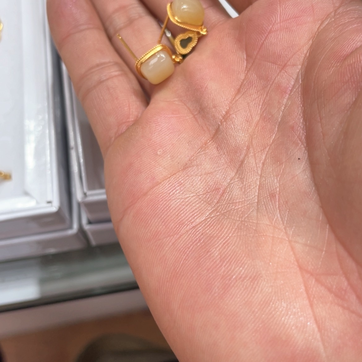 【闪购商品】和田玉耳饰银S925镀金镶嵌