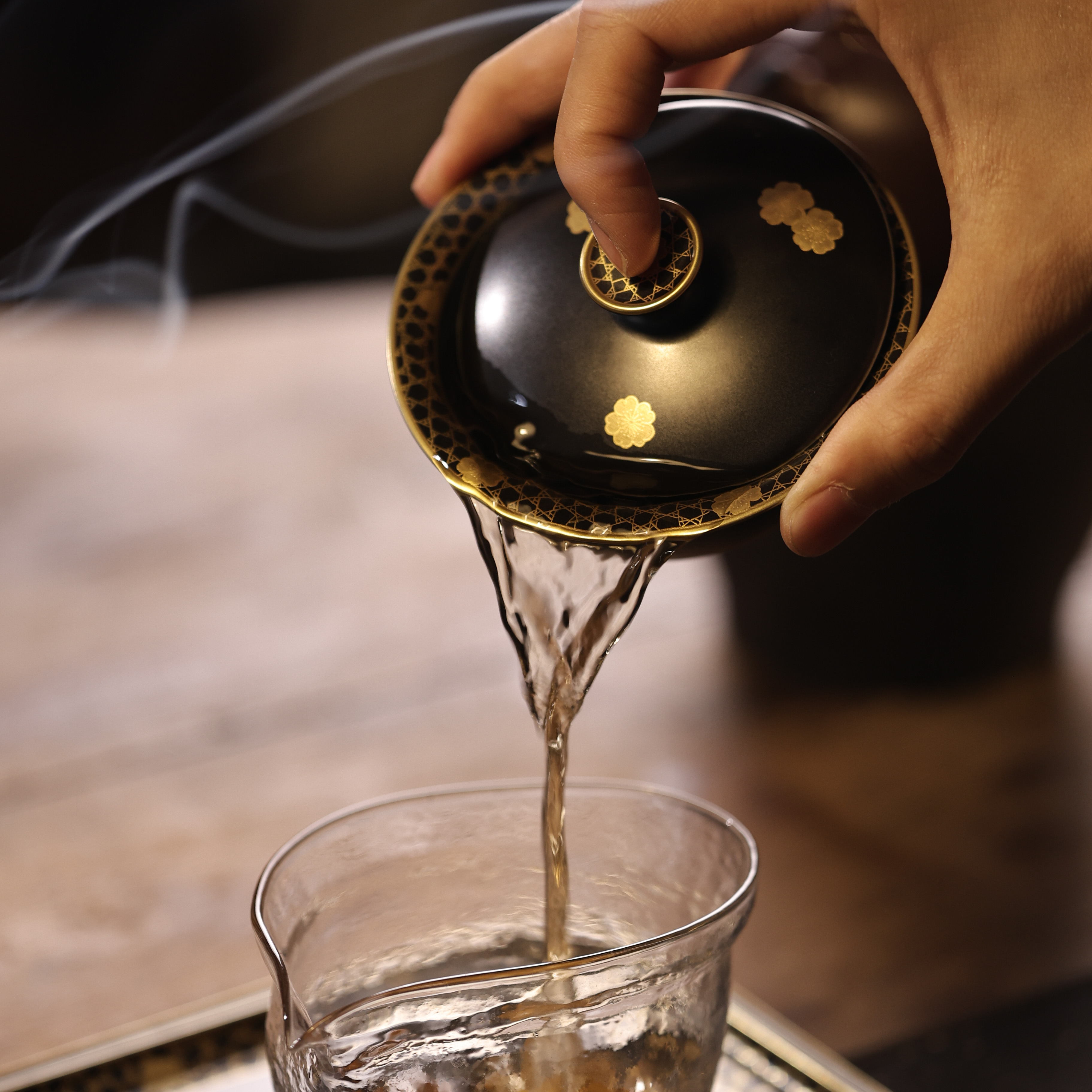 【悦生活】玄黑-华隐堂-冰梅盖碗-120ml（华隐S1339）