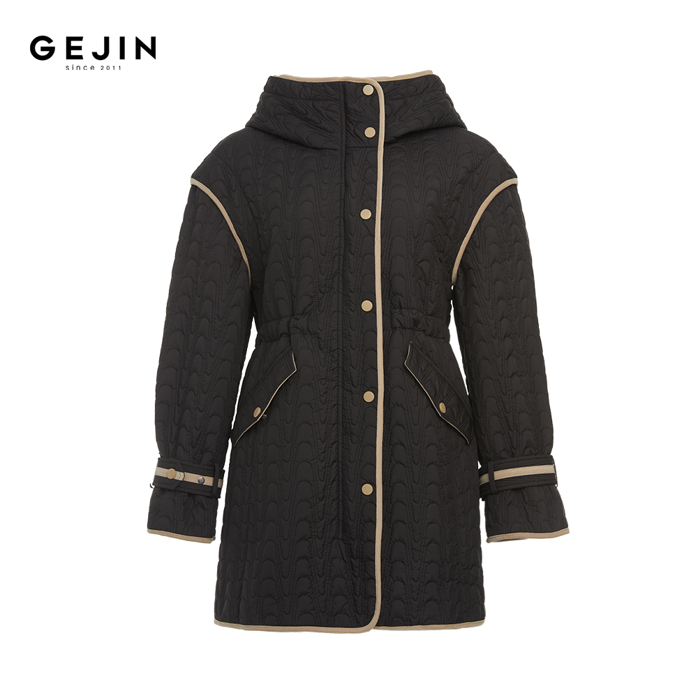 GEJIN/歌锦秋冬撞色线设计时尚减龄收腰显瘦棉服外套9352471206