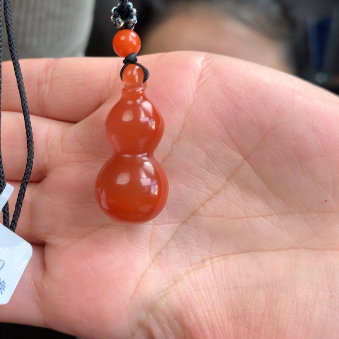 南红玛瑙吊坠未镶嵌柿子红葫芦吊坠