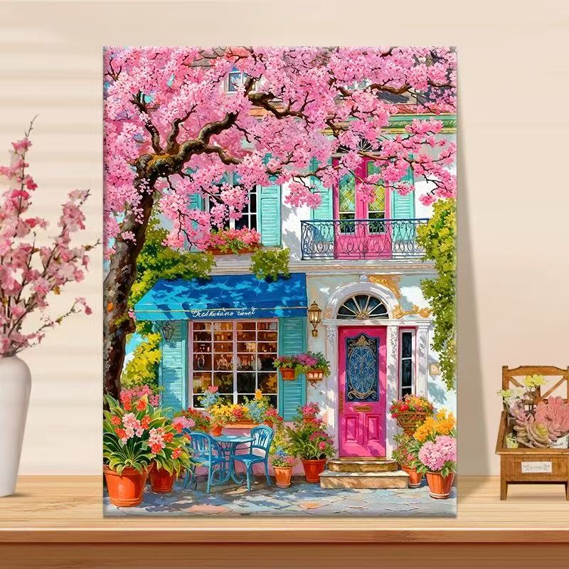 春栖花屋|数字油画diy真心遮盖六代颜料填涂色手绘礼物油彩装饰画
