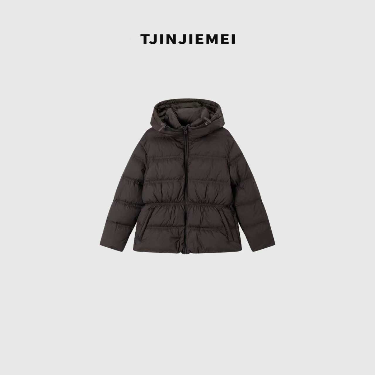 娟娟【小蛮腰】设计感轻薄绗缝连帽羽绒服YRF2510-6889