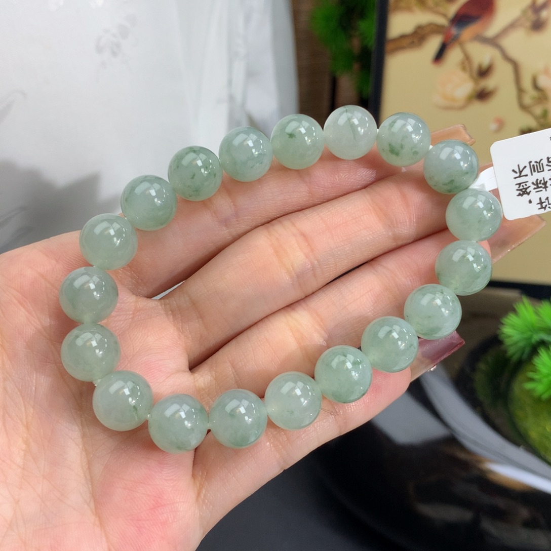 翡翠手链未镶嵌卡10冰胶晴飘花手串